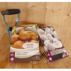 Cadeaupakket moestuin grondpakket Uien, Knoflook en aardappelen - Warentuin Mix