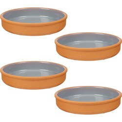 4x stuks tapas/hapjes serveren/oven schaal terracotta/grijs 23 x 4 cm - Snack en tapasschalen