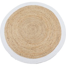 Vloerkleed Jute Rond Naturel/Wit ø120 cm