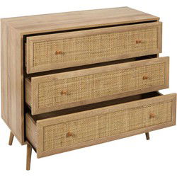 Ladekast Bali met Rattan voorzijde - Buffetkast 90x39x79 cm - Bruin