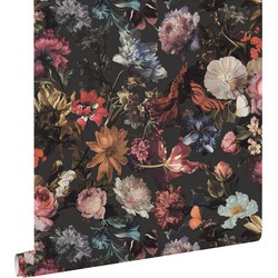 ESTAhome behang bloemen donkergrijs - 0,53 x 10,05 m - 139172