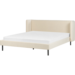 ARETTE  - Tweepersoonsbed - Lichtbeige - 160 x 200 cm - Fluweel