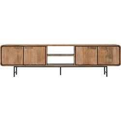 DTP Home TV stand Evo large, 4 doors, 2 open racks,60x225x40 cm, recycled teakwood