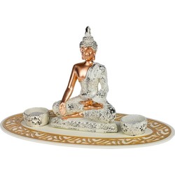 Boeddha beeld met waxinelichthouders voor binnen 35 cm - Beeldjes