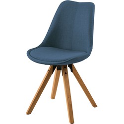 Gestoffeerde stoelen Aledas II (2-delige set) - geweven stof/massief rubberboomhout - Donkerblauw, Morteens