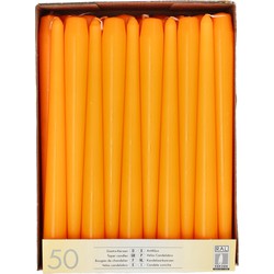 Conpax Candles Dinerkaarsen - 50x stuks - oranje - 25 cm - Dinerkaarsen