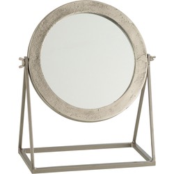 J-line - Spiegel Rond Op Voet Metaal Zilver - 35x30x15cm