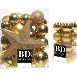 49x stuks kunststof kerstballen met ster piek goud mix 4, 5, 6 en 8 cm - Kerstbal
