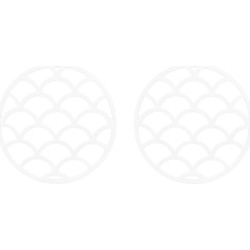 Krumble Siliconen pannenonderzetter rond met schubben patroon - Wit - Set van 2
