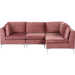 EVJA - Hoekbank 4-zits - Roze - Linkerzijde - Fluweel