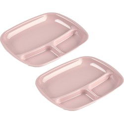 Plasticforte Camping bord 3 vaks - 2x - kunststof - roze - 21 x 24 cm - Gourmetborden