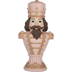 Clayre & Eef Kerstdecoratie Beeld Kerstman 16x10x30 cm Roze Kunststof