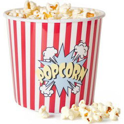 Gerimport Popcorn bak - rood/wit - kunststof - D24 - 9 liter - Snack en tapasschalen
