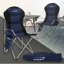Opvouwbare campingstoel tot 150 kg blauw met bekerhouder incl. draagtas Hauki