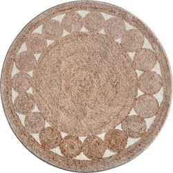 Vercai Rugs Brady Collectie - Hoogpolig Rond Vloerkleed - Zacht Tapijt voor Woonkamer - Polyester - Beige - 90x90 cm