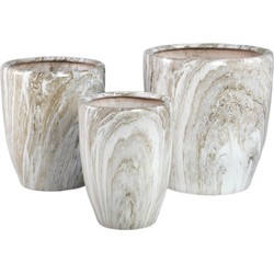 PTMD Bloempot Miah - 40x40x42 cm - Keramiek - Beige - Set van 3