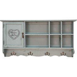 Clayre & Eef Wandkast  80x15x40 cm Blauw Hout Opbergkast