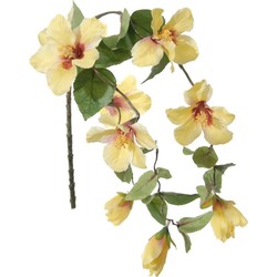 Louis Maes kunstbloemen - Hibiscus - geel - hangende tak vanA 165 cm - Hawaii/zomer thema - Kunstbloemen