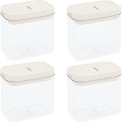 Krumble Voorraadpot rechthoek - set van 4 - 800 ML - Plastic  - Beige