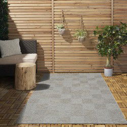 Cyrene Laagpolig Geblokt Grijs vloerkleed - Indoor En Outdoor - 120 X 160 CM