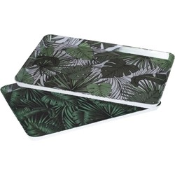 Set 2x dienbladen/serveerbladen rechthoekig Jungle 30 x 22 cm - Dienbladen