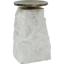 PTMD Nimo White Marble candleholder antique gold top L