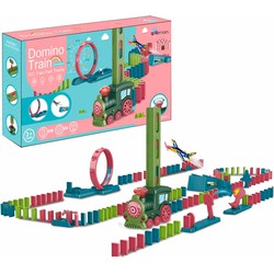 Allerion Domino Set Trein - Domino Stenen Spel voor Kinderen - 120 Dominostenen en 11 Attributen - STEM Speelgoed