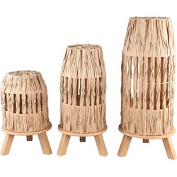 PTMD Tafellamp Alleene - 31x31x75 cm - Hout - Creme