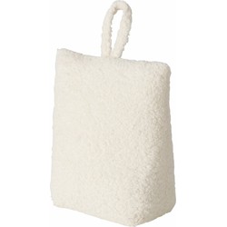 Boltze Deurstopper zak - 1 kg - creme wit - pluche/teddy stof - 20 x 10 cm - Deurstoppers