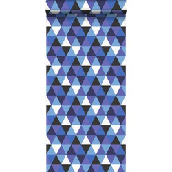 Origin behang grafische driehoeken blauw