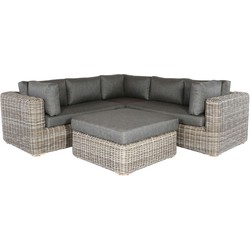 CERVO LOUNGE CORNER SET - ALU  -  WICKER - RATTAN MIXED BROWN