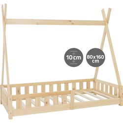 Kinderbed met uitvalbeveiliging en lattenbodem 80x160 cm Dennenhout naturel ML-Design