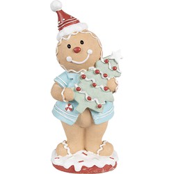 Clayre & Eef Kerstdecoratie Beeld Gingerbread man 11x8x25 cm Beige Kunststof