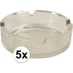 Glazen asbak basic model - 5x -Dia 11 cm - Action products - Asbakken