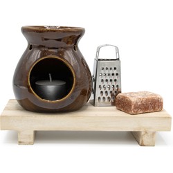 Ideas4seasons Amberblokjes/geurblokjes cadeauset - amber geur - incl geurbrander en rasp - Amberblokjes