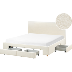 SOUTRIN - Tweepersoonsbed met opbergruimte - Off-white - 180 x 200 cm - Bouclé