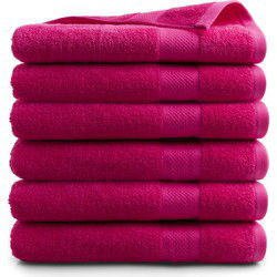 DoubleDry Handdoeken Set 70 x 140 cm - 6 stuks - 100% zacht katoen 500 g/m2 - 6x Fuchsia Roze
