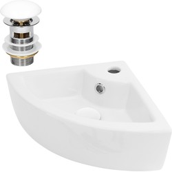 Wastafel incl. afvoergarnituur wit met overloop 46x33x13 cm wit keramiek ML design