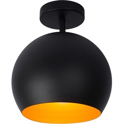 Schattige bolvormige zwarte plafondlamp 25 cm E27