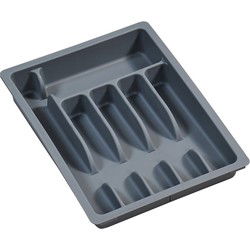 Uitschuifbare bestekbak van Plastic | 6 Vaks -> Uitschuifbaar naar 8 Vaks | Bestek Opbergen in La | Verstelbare Bestekbak | 29-50 x 38 x 6,3 Cm. | Kleur: GRIJS