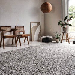 Wollen vloerkleed Bergamo 28 Licht Grijs - Eva Interior - 170 x 240 cm - (M)