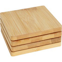 Excellent Houseware Glasonderzetters - 4x - beige - vierkant - Glazenonderzetters