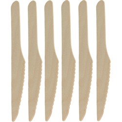BBQ/verjaardag/camping wegwerp bestek - messen - 40x - hout - 16 cm - eco friendly/composteerbaar - Messen
