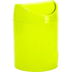 Plasticforte Mini prullenbakje - groen - kunststof - met klepdeksel - keuken aanrecht model - 1,4 Liter - 12 x 17 cm - Prullenbakken