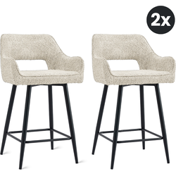 2x Barkruk Ray - Stof Beige (Set van 2)