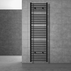 Badkamerradiator Sahara 500x1800 mm zwart mat gebogen met zijaansluiting LuxeBath