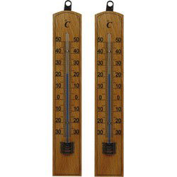 Lifetime Garden 2x stuks thermometer voor buiten hout 20 x 4 cm - Buitenthermometers