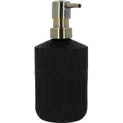 QUVIO Zeepdispenser - Keramiek - 400 ml - Zwart met zwarte zeeppompje