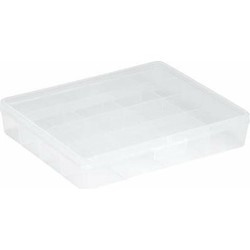 Q-LINE Opberg box/opbergdoos - 16 vaks - transparant - kunststof - 29,5 x 24,5 x 5,5 cm - Opbergbox