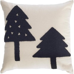 Kave Home - Saori 100% biologisch katoenen (GOTS) grote bomen kussenhoes in zwart 45 x 45 cm